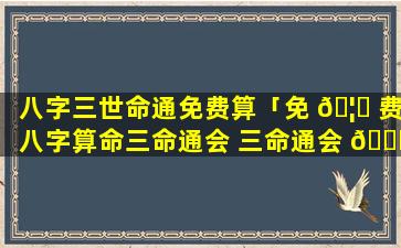 八字三世命通免费算「免 🦆 费八字算命三命通会 三命通会 🐅 算命」